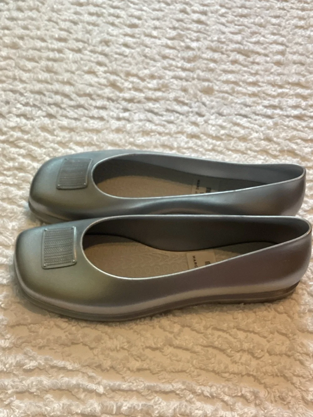 Melissa x Marc Jacobs Ruby Ballet Flats – Silver Jelly Shoes – Women’s Size 10